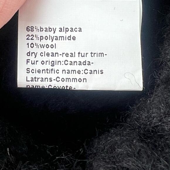 INVERNI Black Slouchy Alpaca Blend Beanie w/ Tan Fur Pom-Pom EUC - Picture 4 of 6